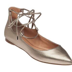 Sigerson Morrison Viata Lace Up Ankle Pointed Toe Flats - Platinum